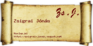 Zsigrai Jónás névjegykártya